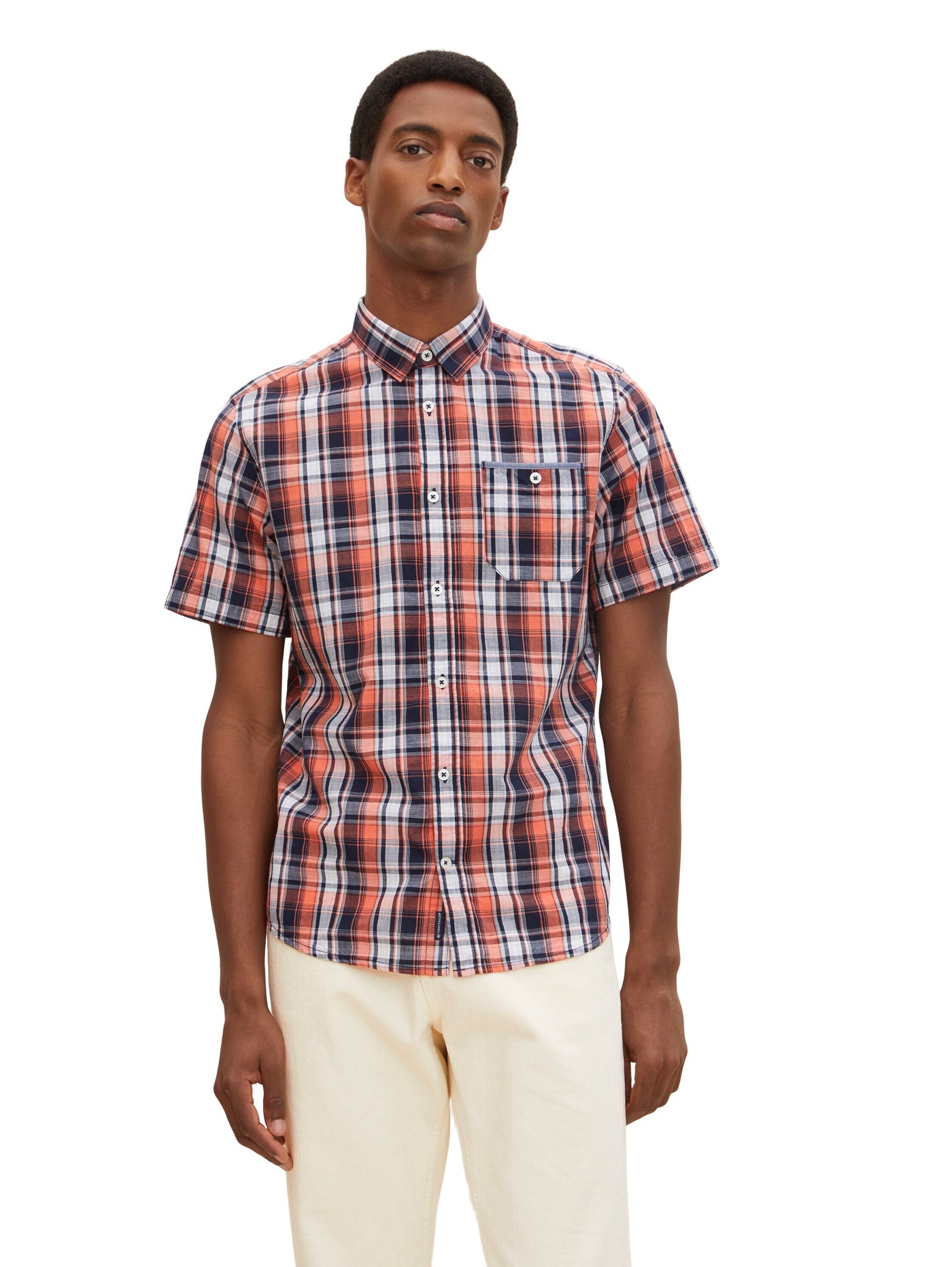 Tom Tailor Kariertes Hemd mit Kentkragen und Knopfleiste