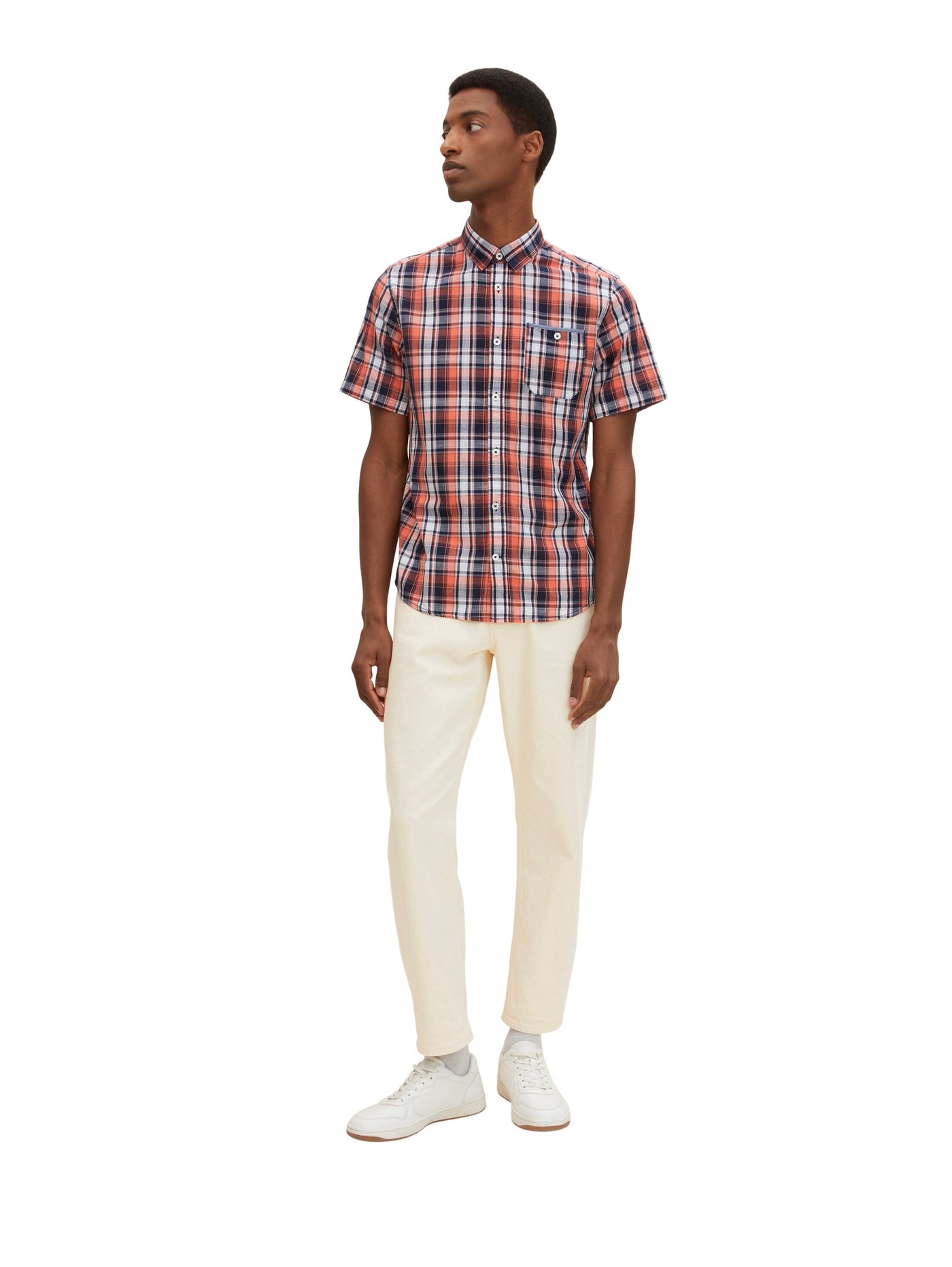 Tom Tailor Kariertes Hemd mit Kentkragen und Knopfleiste