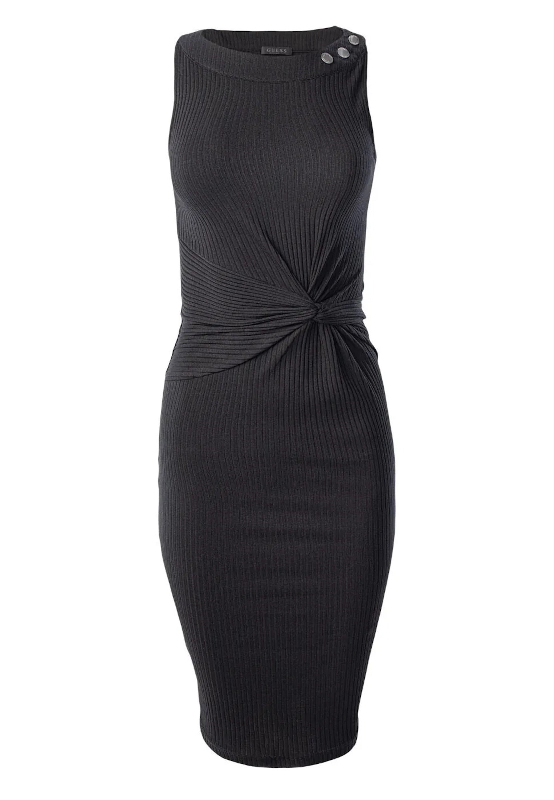 Guess Knielanges Kleid ERNESTINE KNOT mit Rundhalsausschnitt und Zierknöpfen in Slim Fit