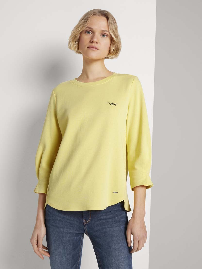 Tom Tailor Sweatshirt Longsleeve aus Bio Baumwolle R-Neck