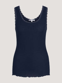 Tom Tailor Top gerippt Ärmellos Tank Top mit Spitzenband Slim Fit