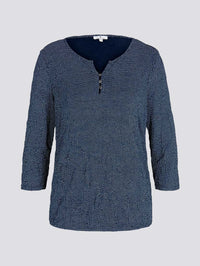 Tom Tailor T-Shirt gemustert mit elastischem Saum 7/8 Arm