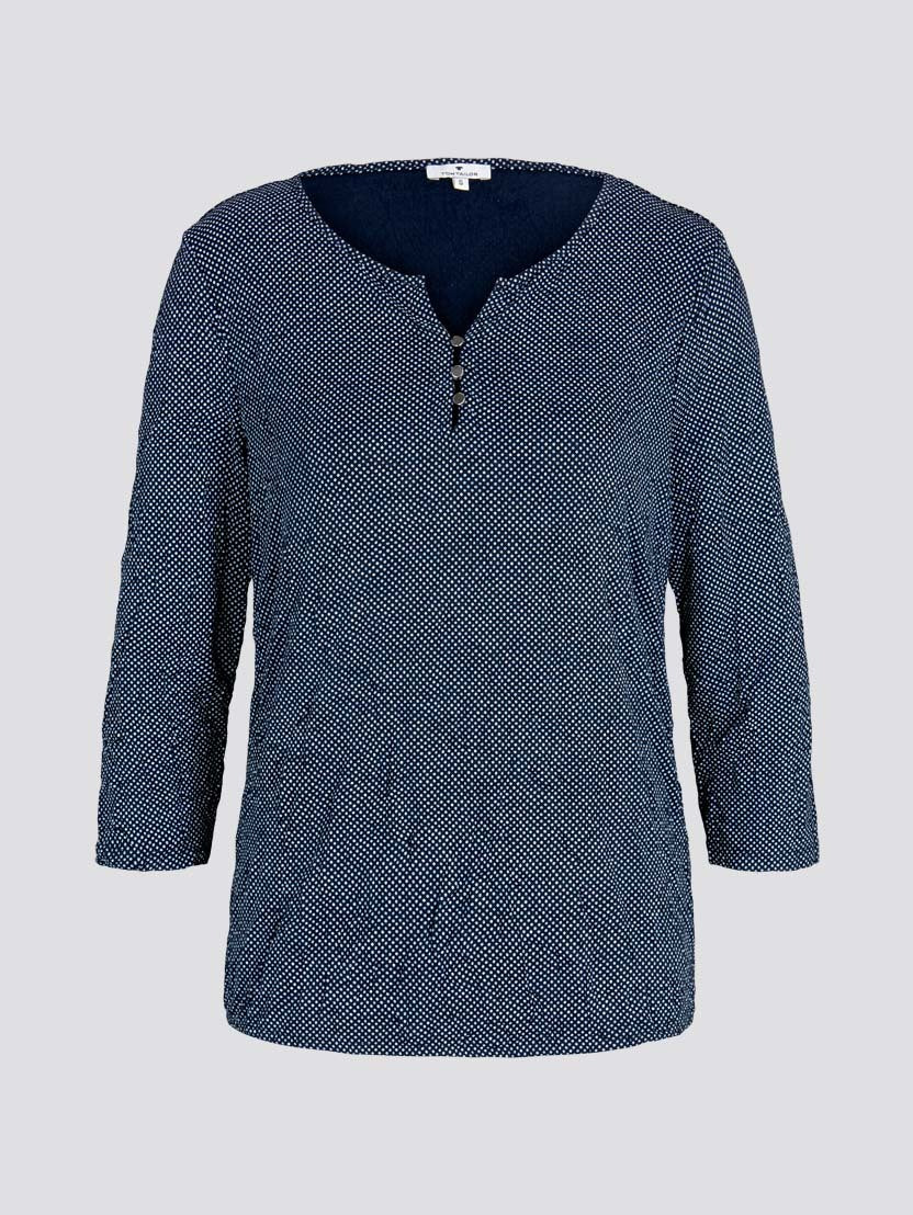 Tom Tailor T-Shirt gemustert mit elastischem Saum 7/8 Arm