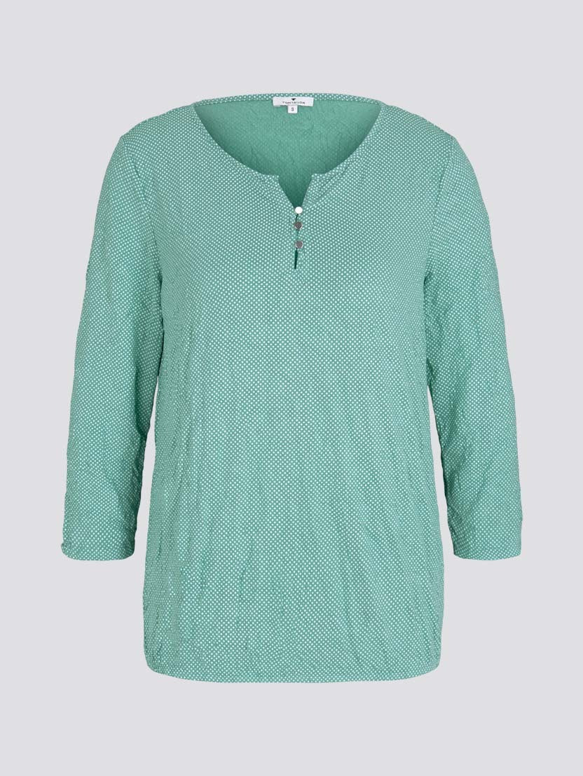 Tom Tailor T-Shirt gemustert mit elastischem Saum 7/8 Arm