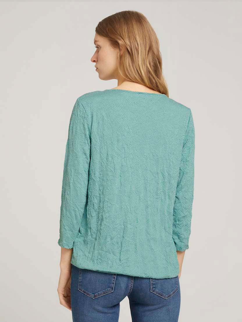 Tom Tailor T-Shirt gemustert mit elastischem Saum 7/8 Arm