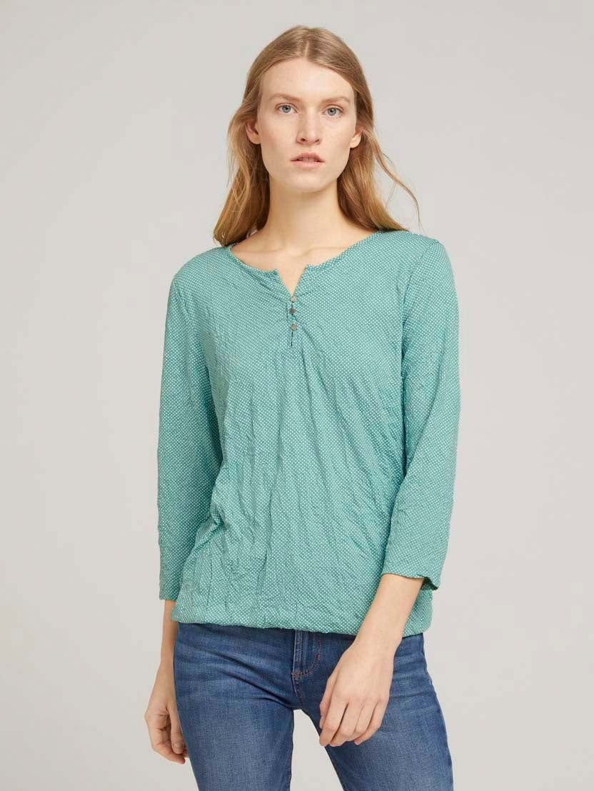 Tom Tailor T-Shirt gemustert mit elastischem Saum 7/8 Arm