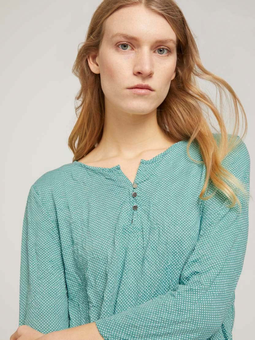 Tom Tailor T-Shirt gemustert mit elastischem Saum 7/8 Arm