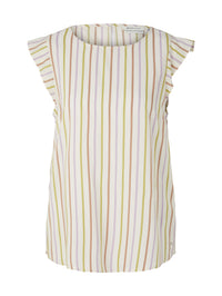 Tom Tailor Ärmellose Bluse mit Volants und U-Boot-Ausschnitt