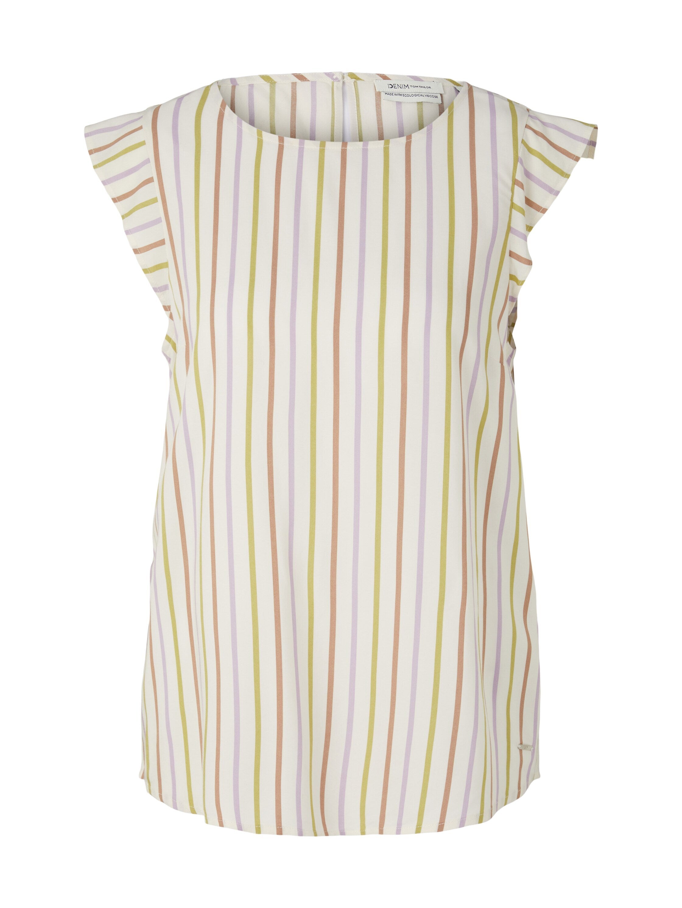 Tom Tailor Ärmellose Bluse mit Volants und U-Boot-Ausschnitt