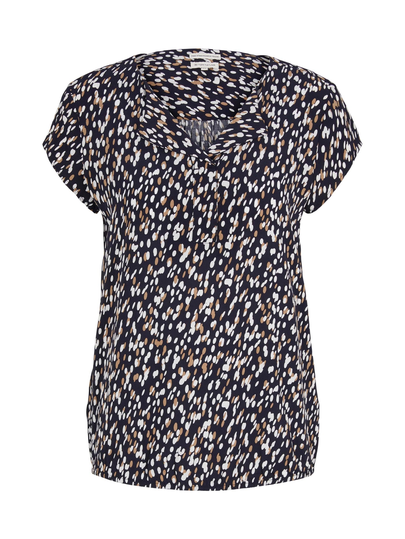 Tom Tailor Gemusterte Kurzarmbluse mit elastischem Saum