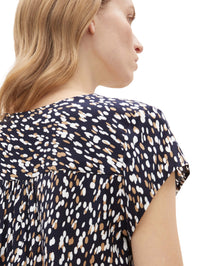 Tom Tailor Gemusterte Kurzarmbluse mit elastischem Saum