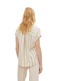 Tom Tailor Gestreifte Bluse mit Kentkragen und Knopfleiste