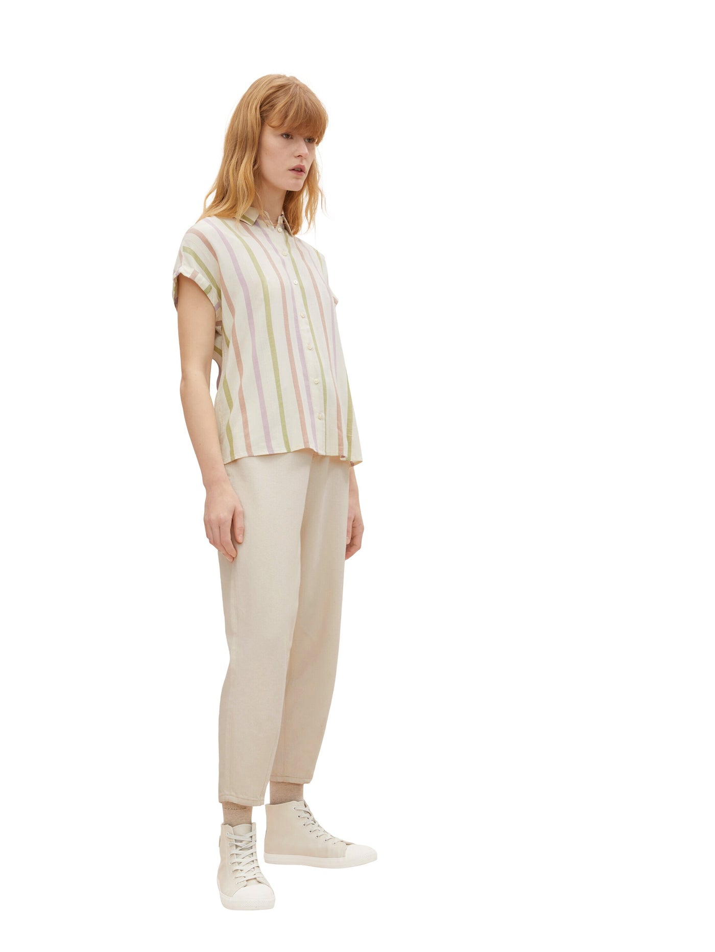 Tom Tailor Gestreifte Bluse mit Kentkragen und Knopfleiste