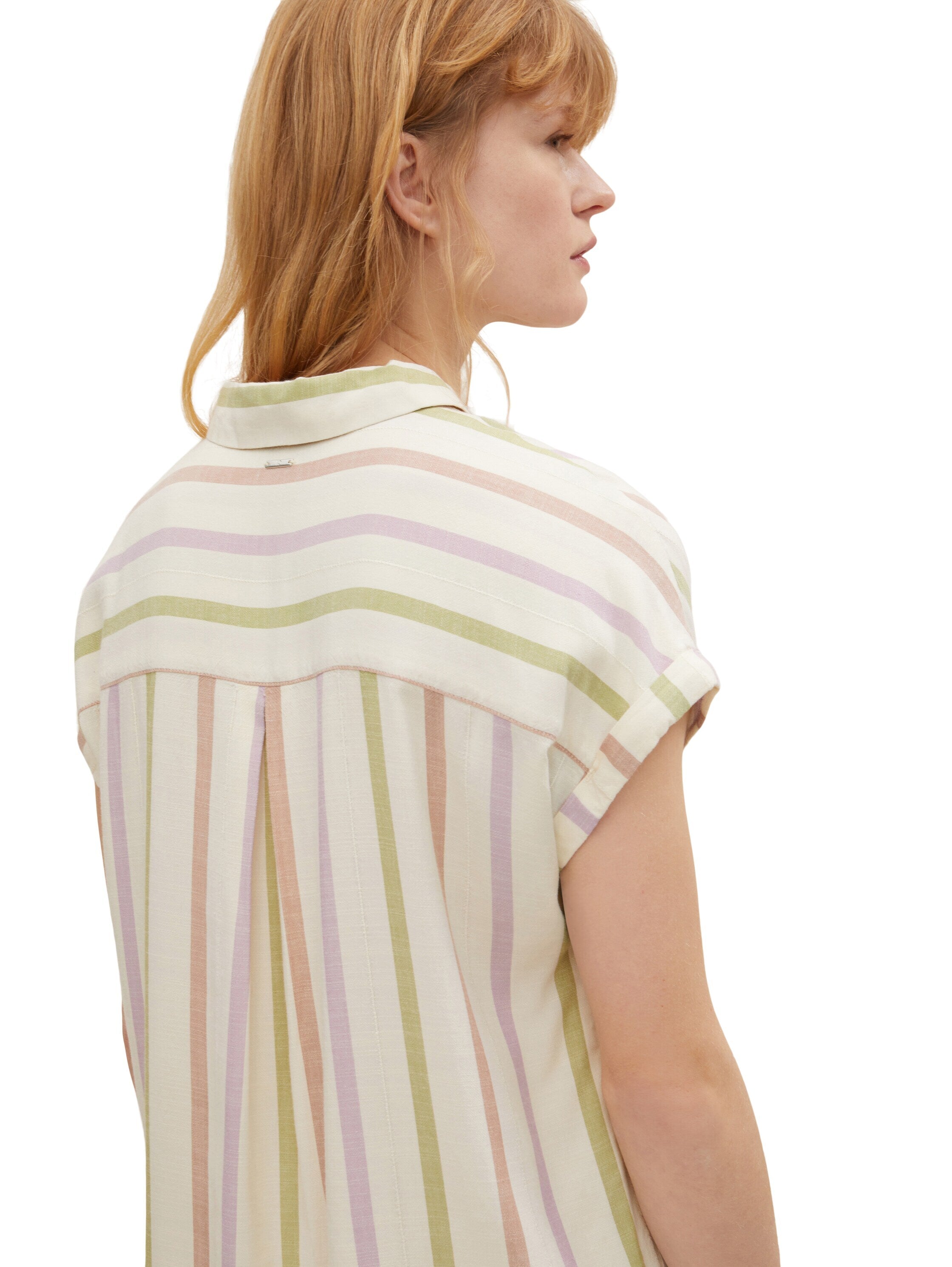 Tom Tailor Gestreifte Bluse mit Kentkragen und Knopfleiste