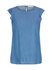 Tom Tailor Ärmellose Bluse mit Rüschen und U-Boot-Ausschnitt