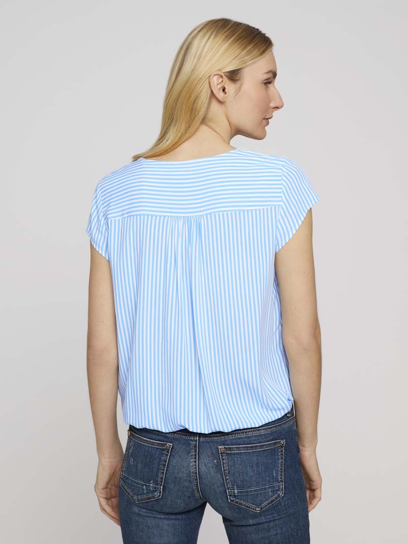 Tom Tailor Gemusterte Bluse Shirt mit LENZING ECOVERO