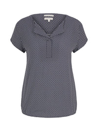 Tom Tailor Gemusterte Kurzarmbluse mit elastischem Saum