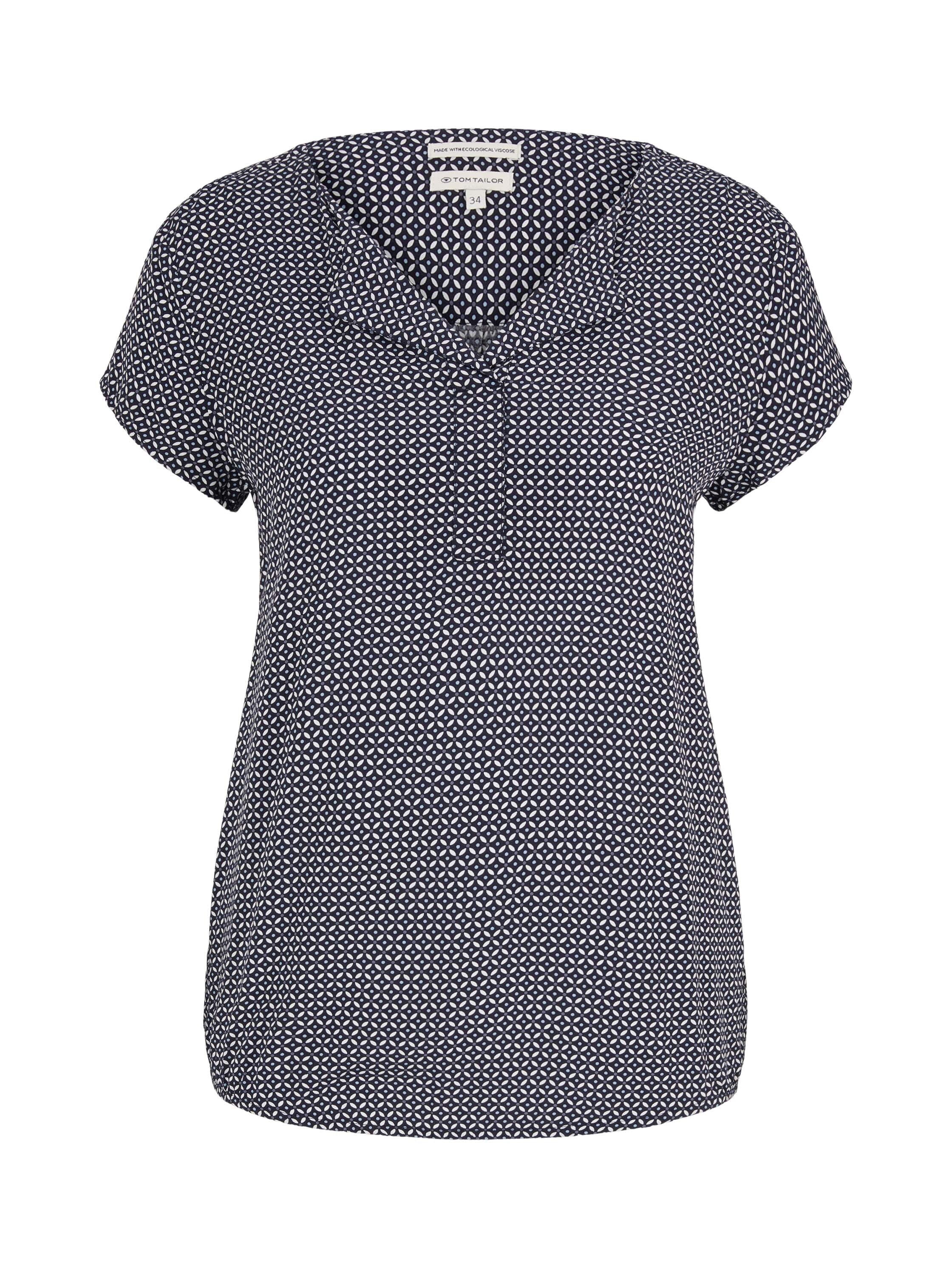 Tom Tailor Gemusterte Kurzarmbluse mit elastischem Saum