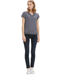 Tom Tailor Gemusterte Kurzarmbluse mit elastischem Saum