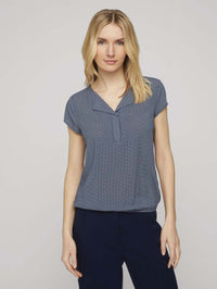 Tom Tailor Gemusterte Bluse Shirt mit LENZING ECOVERO