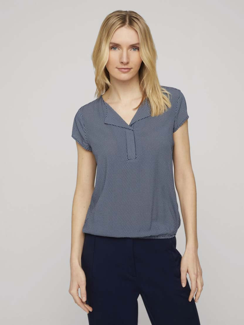 Tom Tailor Gemusterte Bluse Shirt mit LENZING ECOVERO