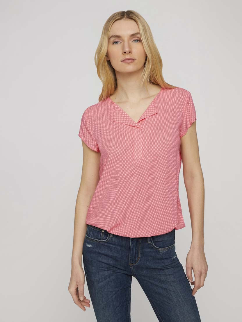 Tom Tailor Gemusterte Bluse Shirt mit LENZING ECOVERO