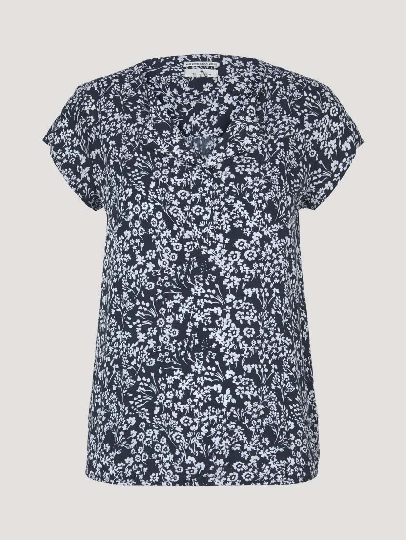 Tom Tailor Gemusterte Bluse Shirt mit LENZING ECOVERO