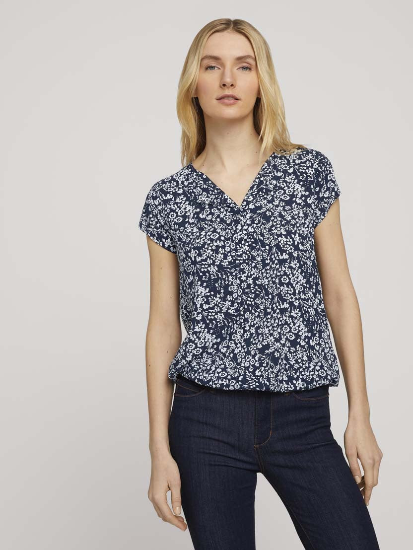 Tom Tailor Gemusterte Bluse Shirt mit LENZING ECOVERO