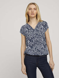 Tom Tailor Gemusterte Bluse Shirt mit LENZING ECOVERO