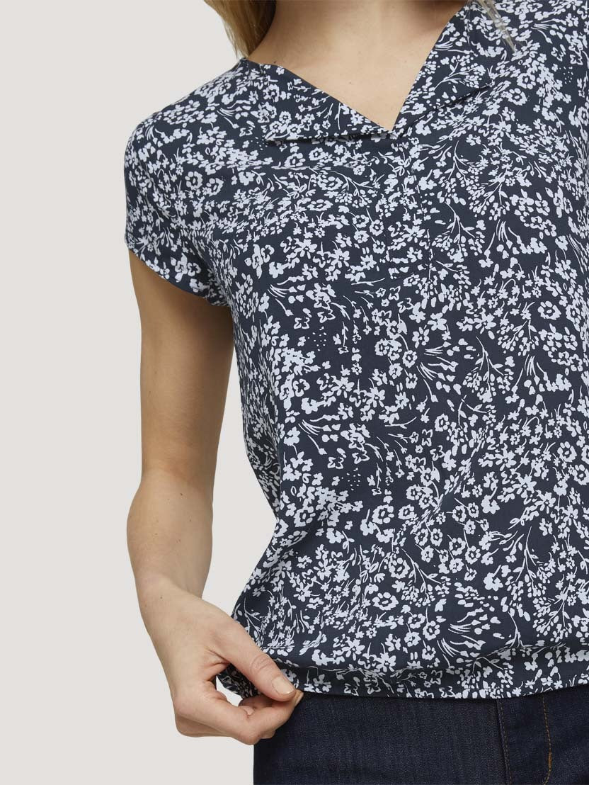Tom Tailor Gemusterte Bluse Shirt mit LENZING ECOVERO