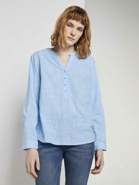 Tom Tailor Langarmshirt Shirt Henley strukturiert
