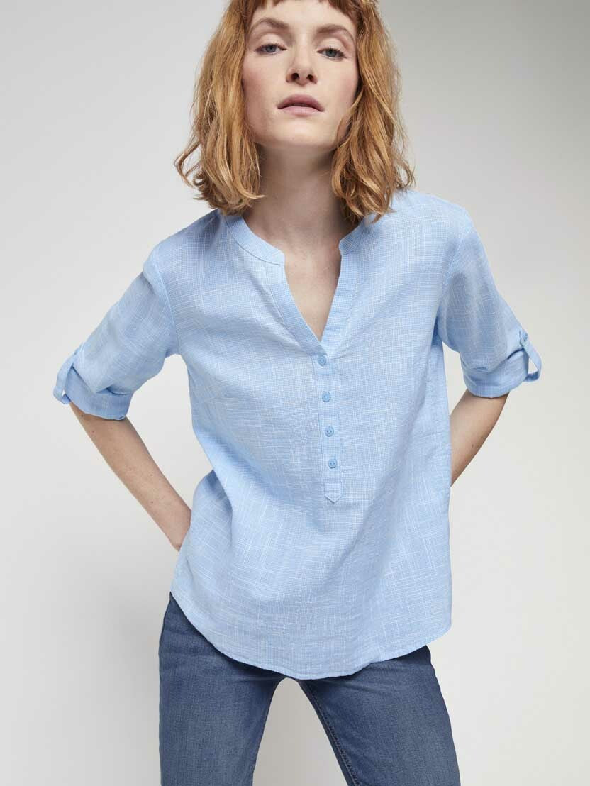 Tom Tailor Langarmshirt Shirt Henley strukturiert