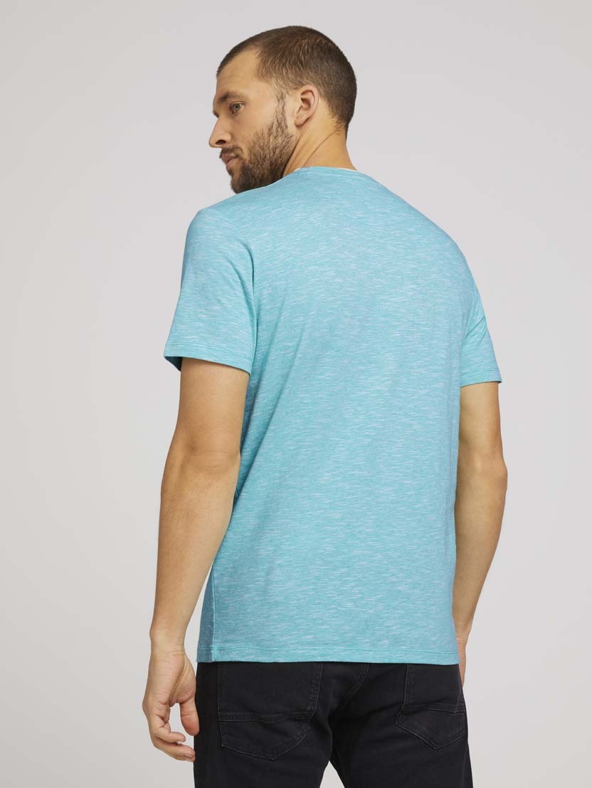 Tom Tailor T-Shirt fein gemustert mit Brusttasche R-Neck