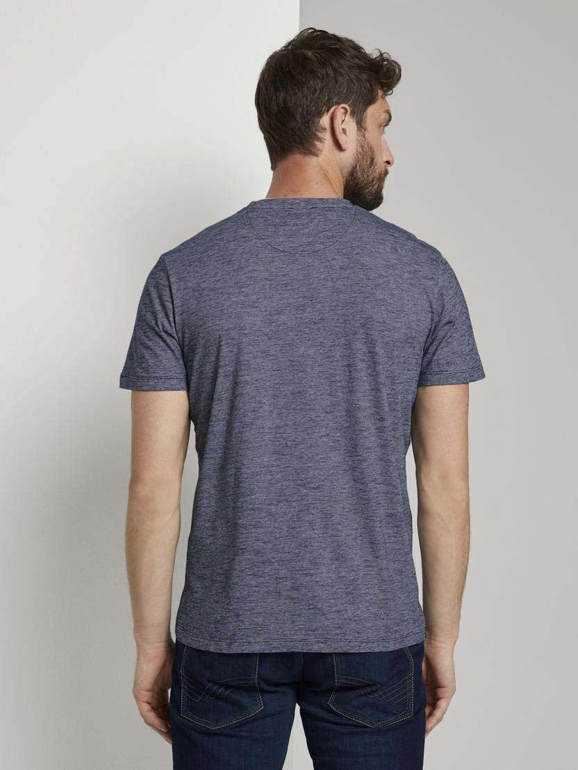 Tom Tailor T-Shirt fein gemustert mit Brusttasche R-Neck