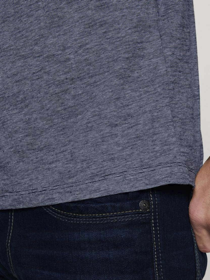 Tom Tailor T-Shirt fein gemustert mit Brusttasche R-Neck