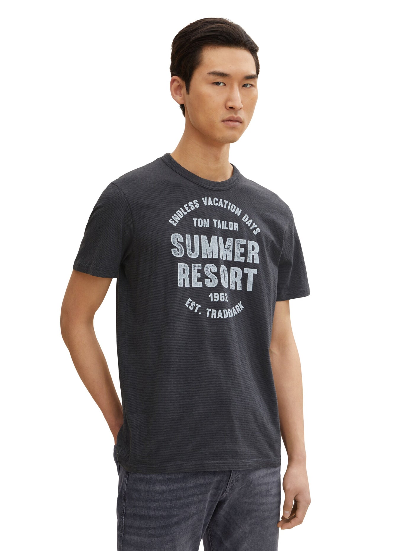 Tom Tailor Washed Printed Stripe Kurzarmshirt