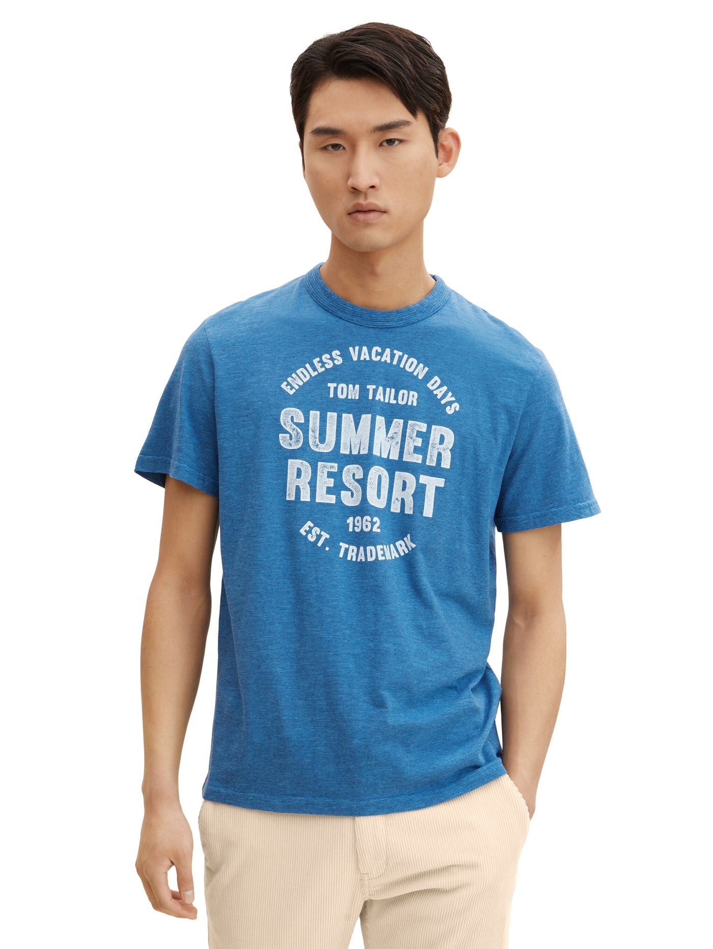 Tom Tailor Washed Printed Stripe Kurzarmshirt