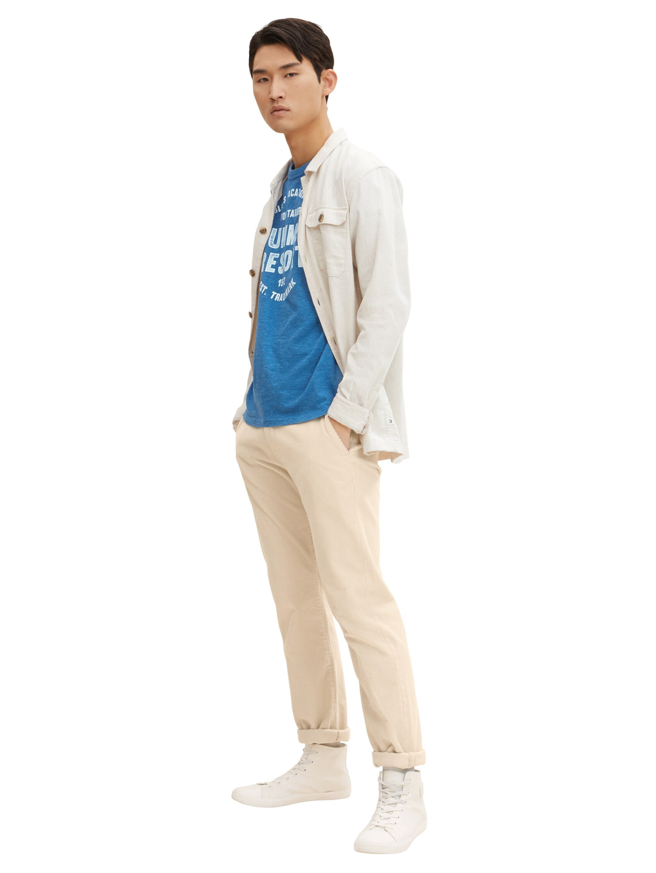 Tom Tailor Washed Printed Stripe Kurzarmshirt