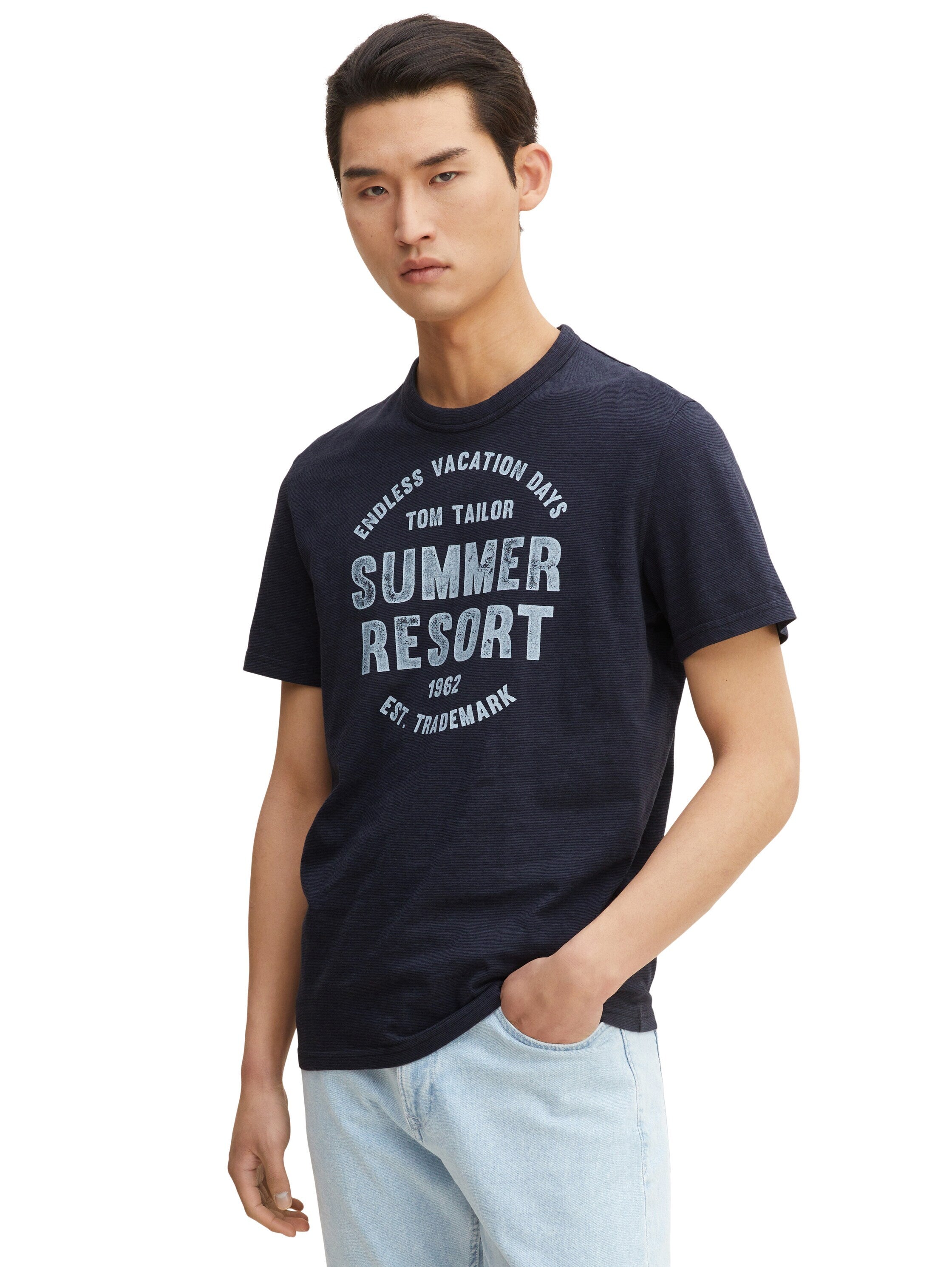 Tom Tailor Washed Printed Stripe Kurzarmshirt