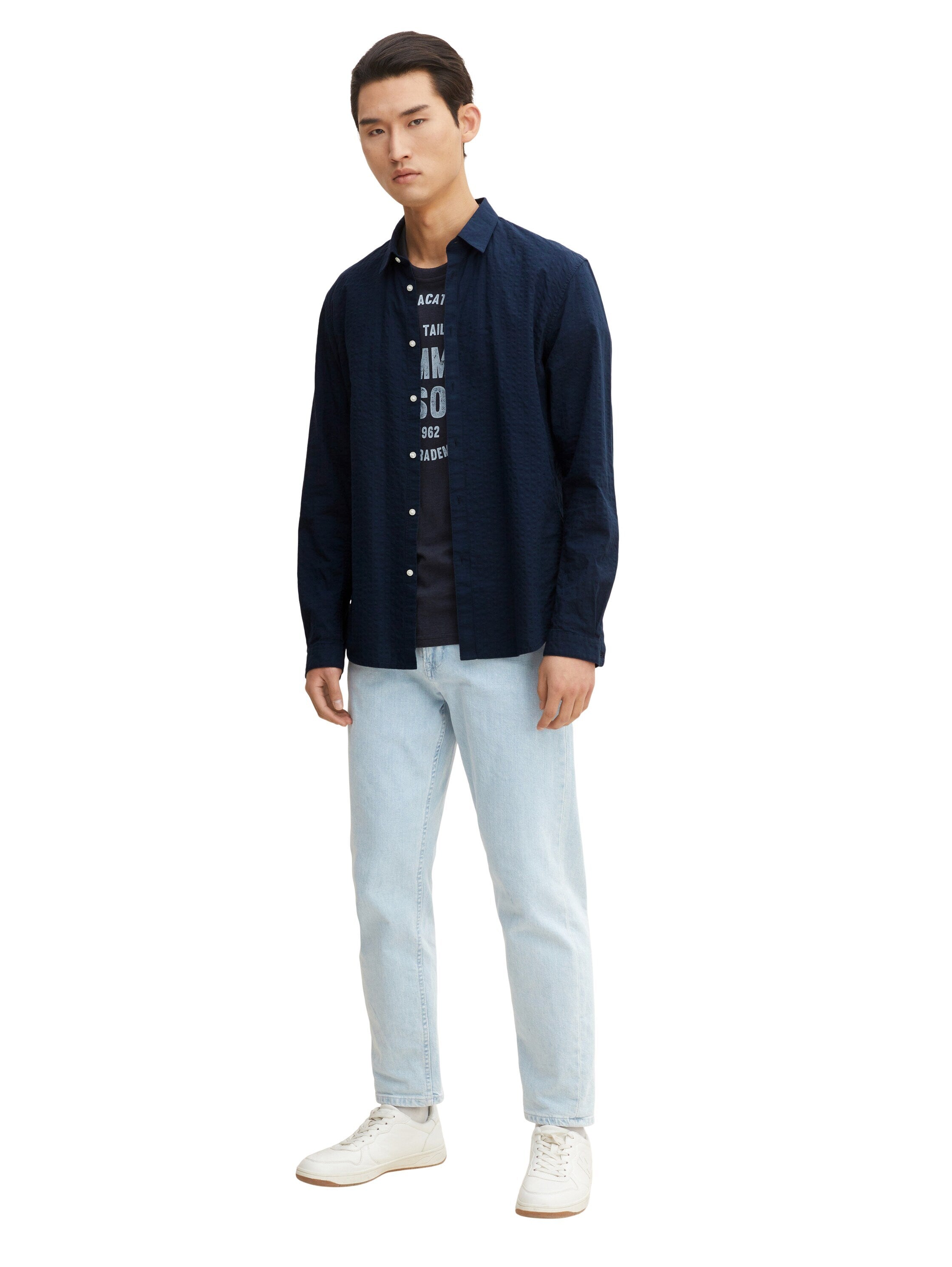 Tom Tailor Washed Printed Stripe Kurzarmshirt