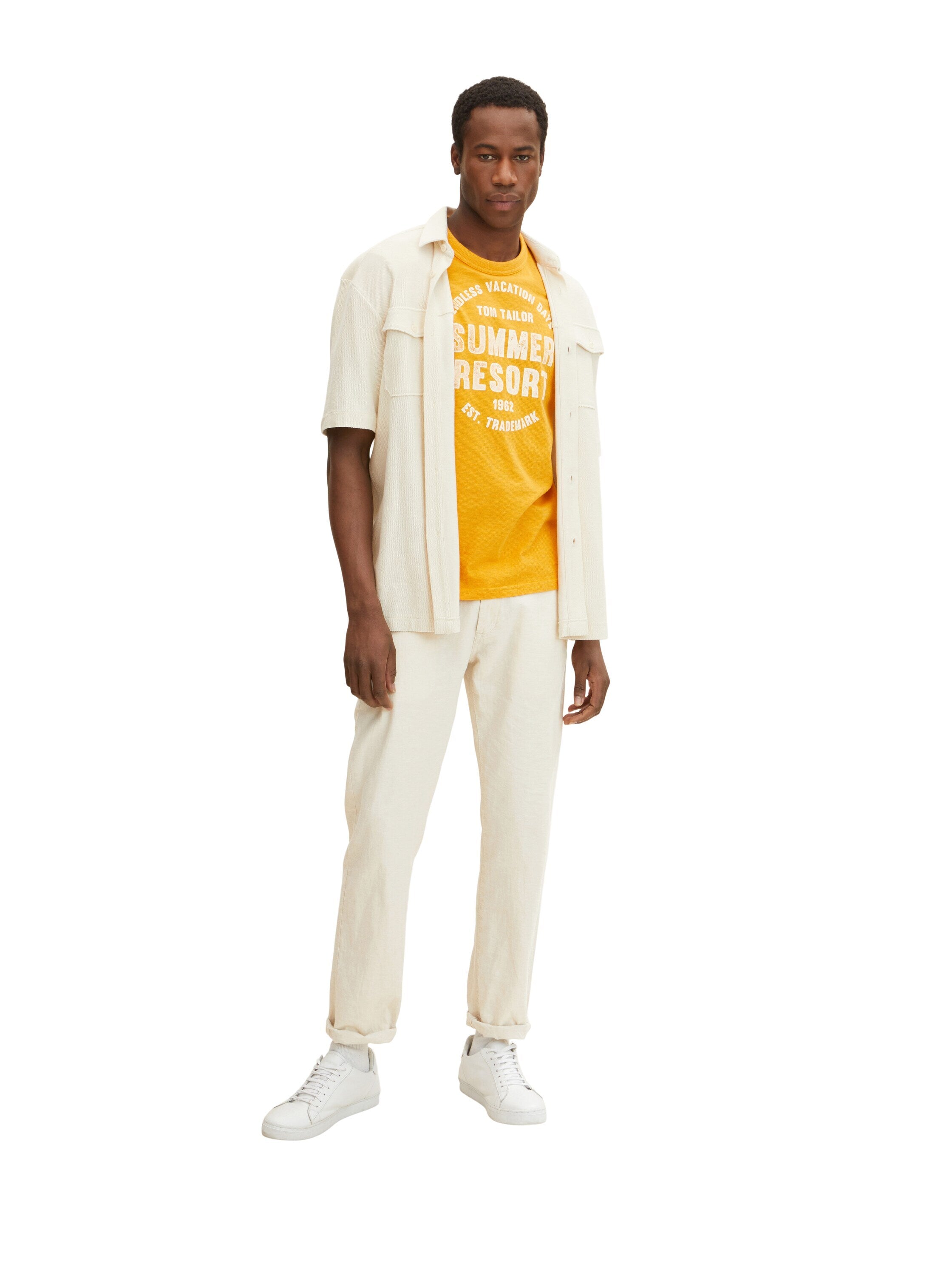 Tom Tailor Washed Printed Stripe Kurzarmshirt