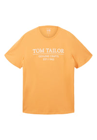 Tom Tailor Unifarbenes Kurzarm T-Shirt mit Rundhalsausschnitt und Label-Print