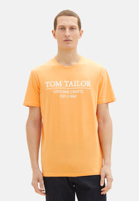 Tom Tailor Unifarbenes Kurzarm T-Shirt mit Rundhalsausschnitt und Label-Print