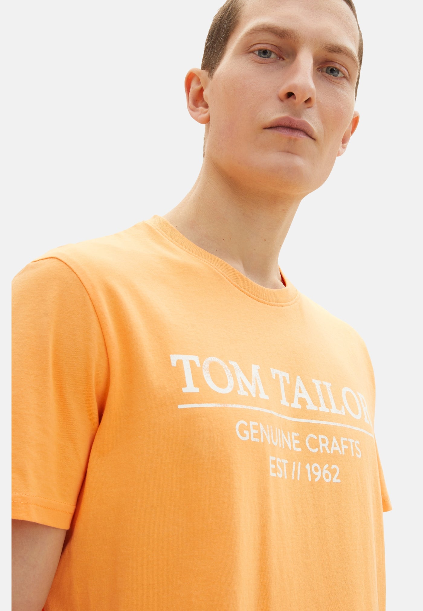 Tom Tailor Unifarbenes Kurzarm T-Shirt mit Rundhalsausschnitt und Label-Print