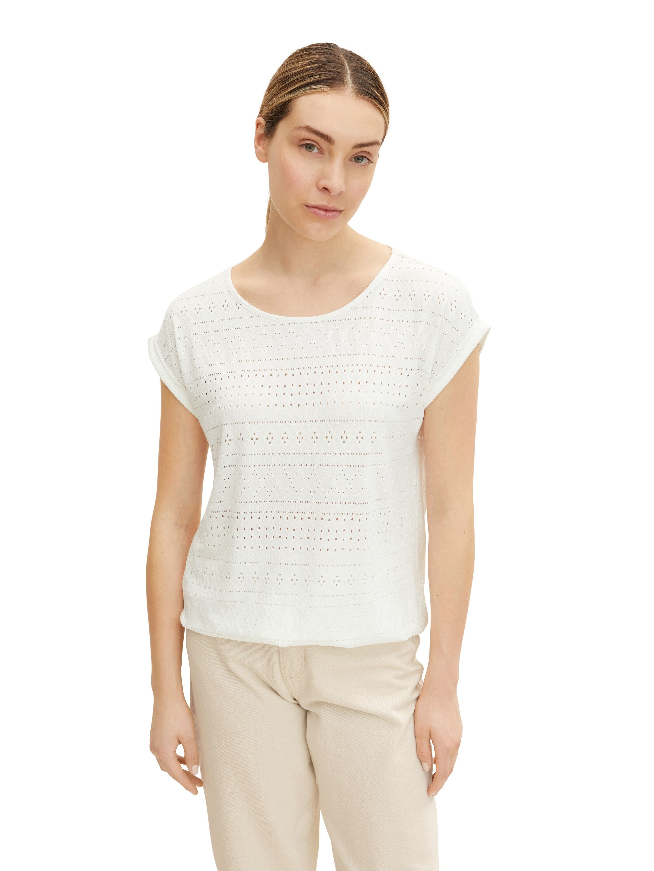 Tom Tailor Ajour Jacquard Kurzarmshirt