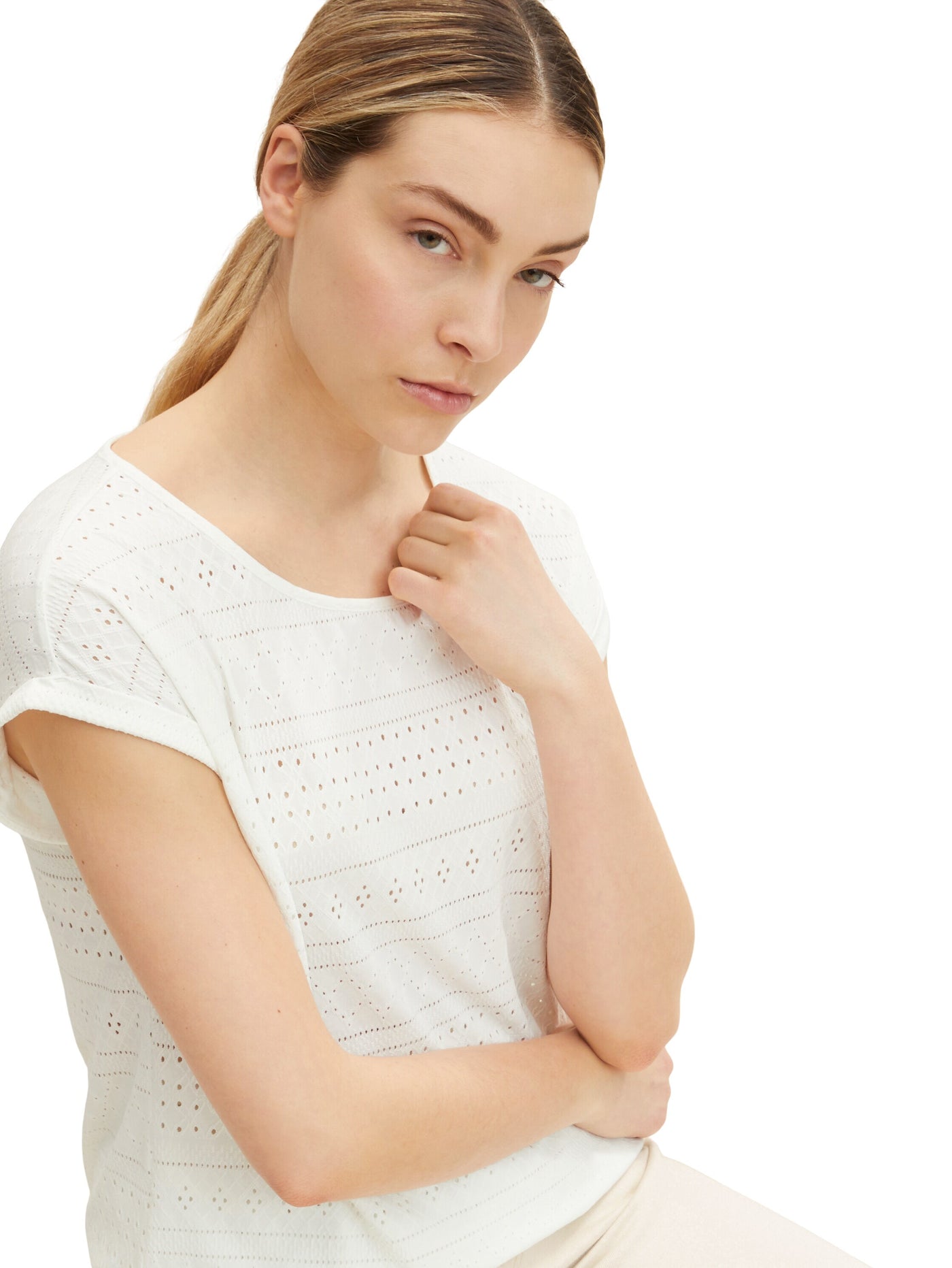 Tom Tailor Ajour Jacquard Kurzarmshirt