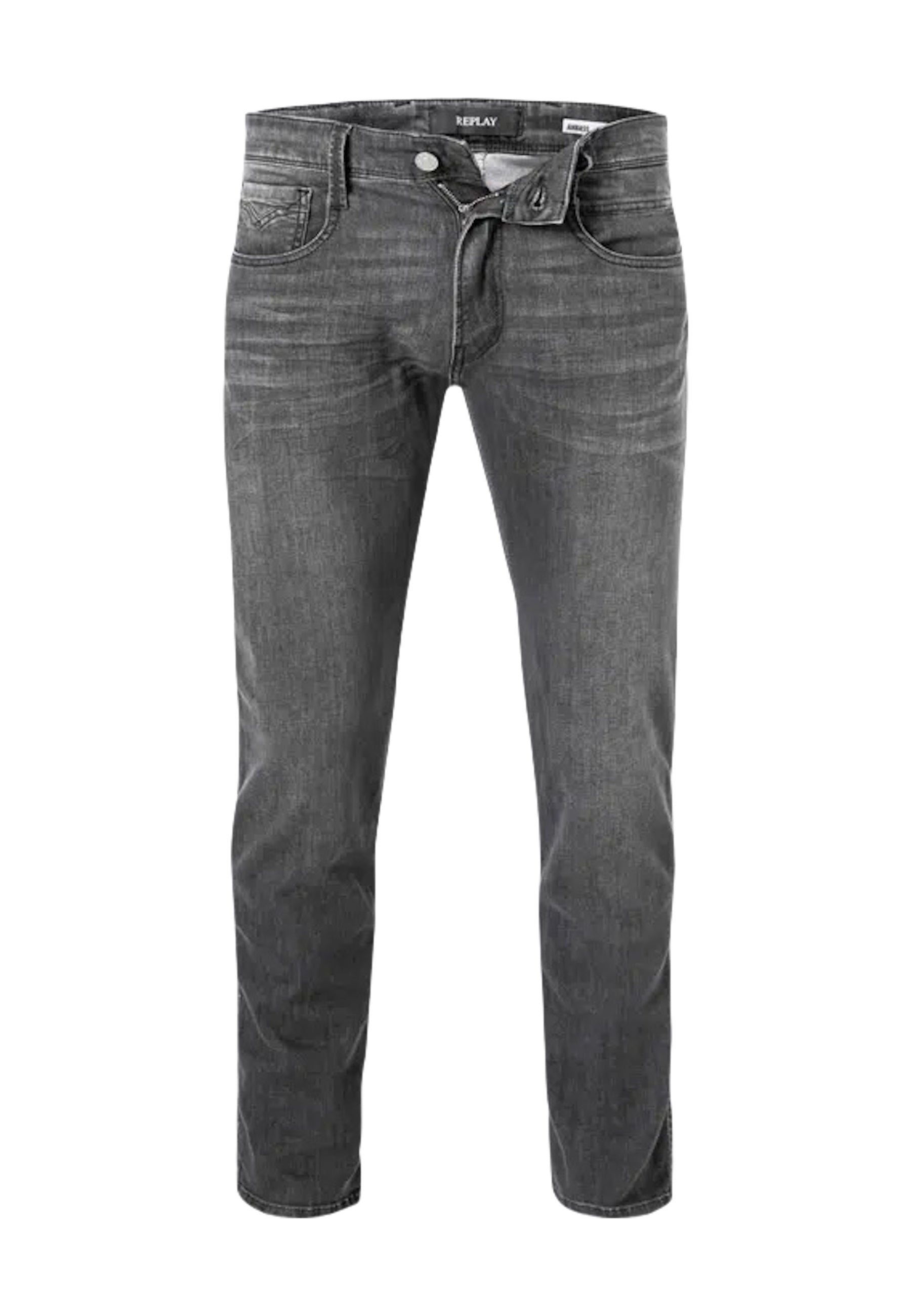 Replay Classic Slim Fit Jeans Anbass mit Stretch-Anteil und Label-Patch