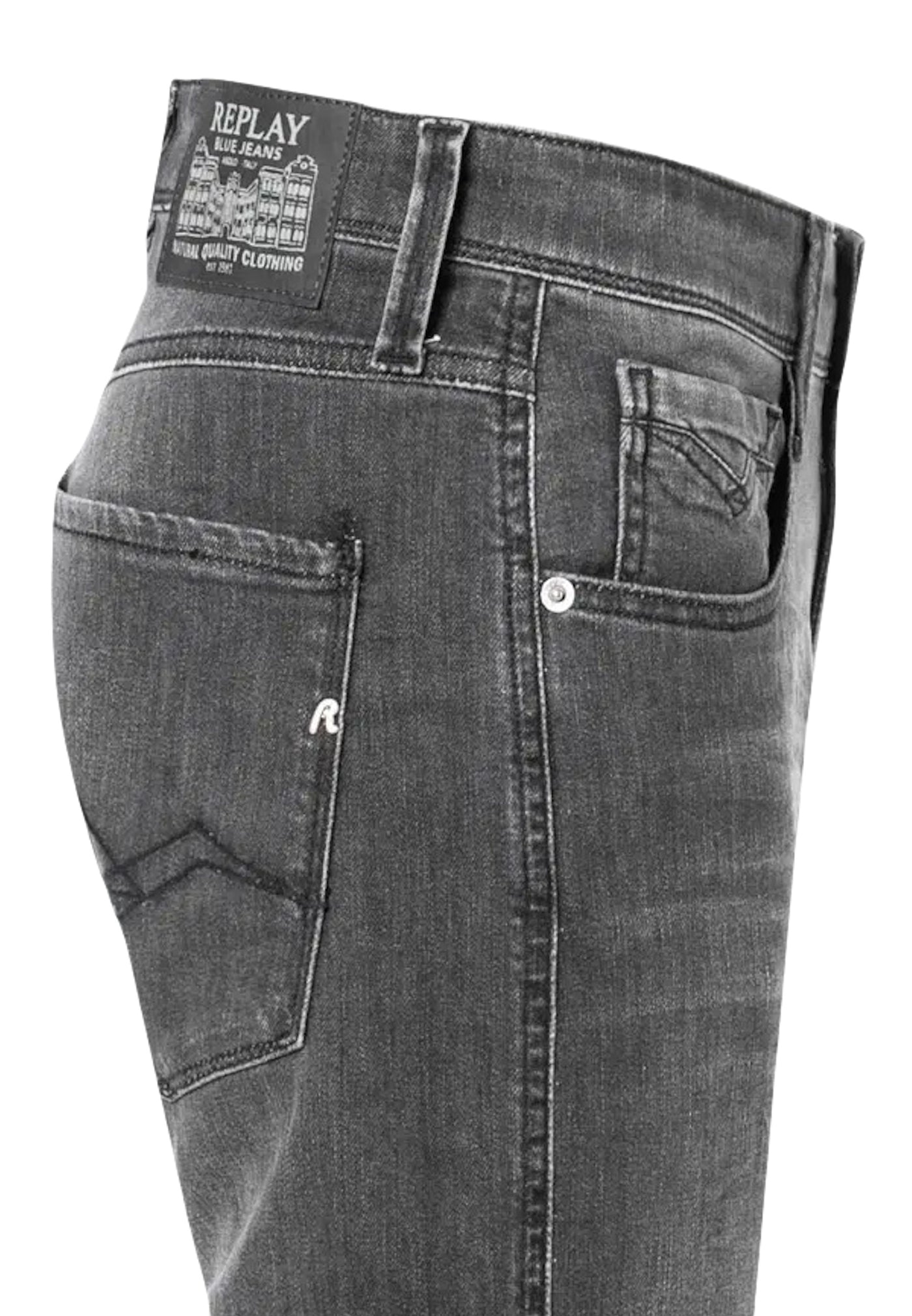 Replay Classic Slim Fit Jeans Anbass mit Stretch-Anteil und Label-Patch
