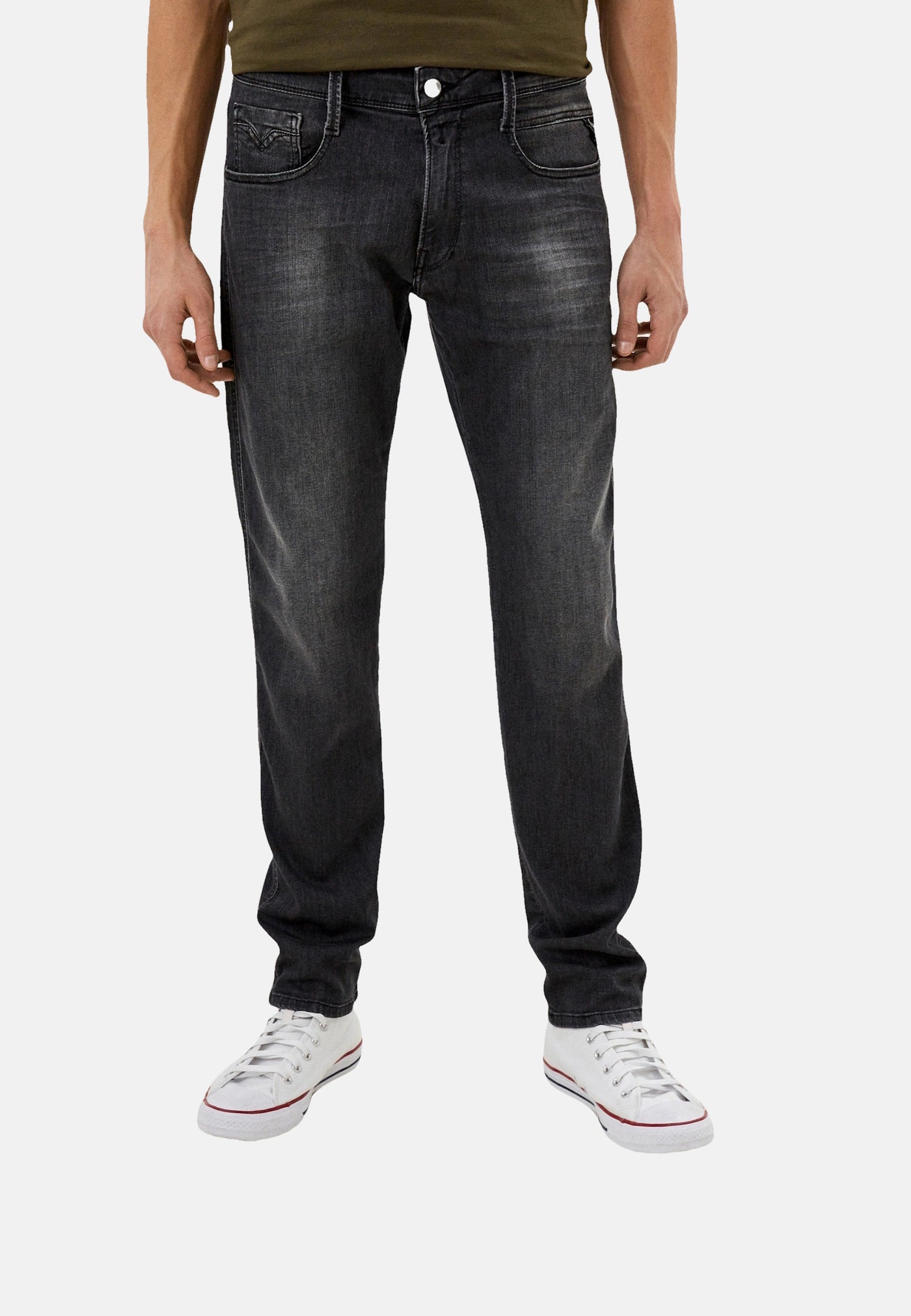 Replay Classic Slim Fit Jeans Anbass mit Stretch-Anteil und Label-Patch