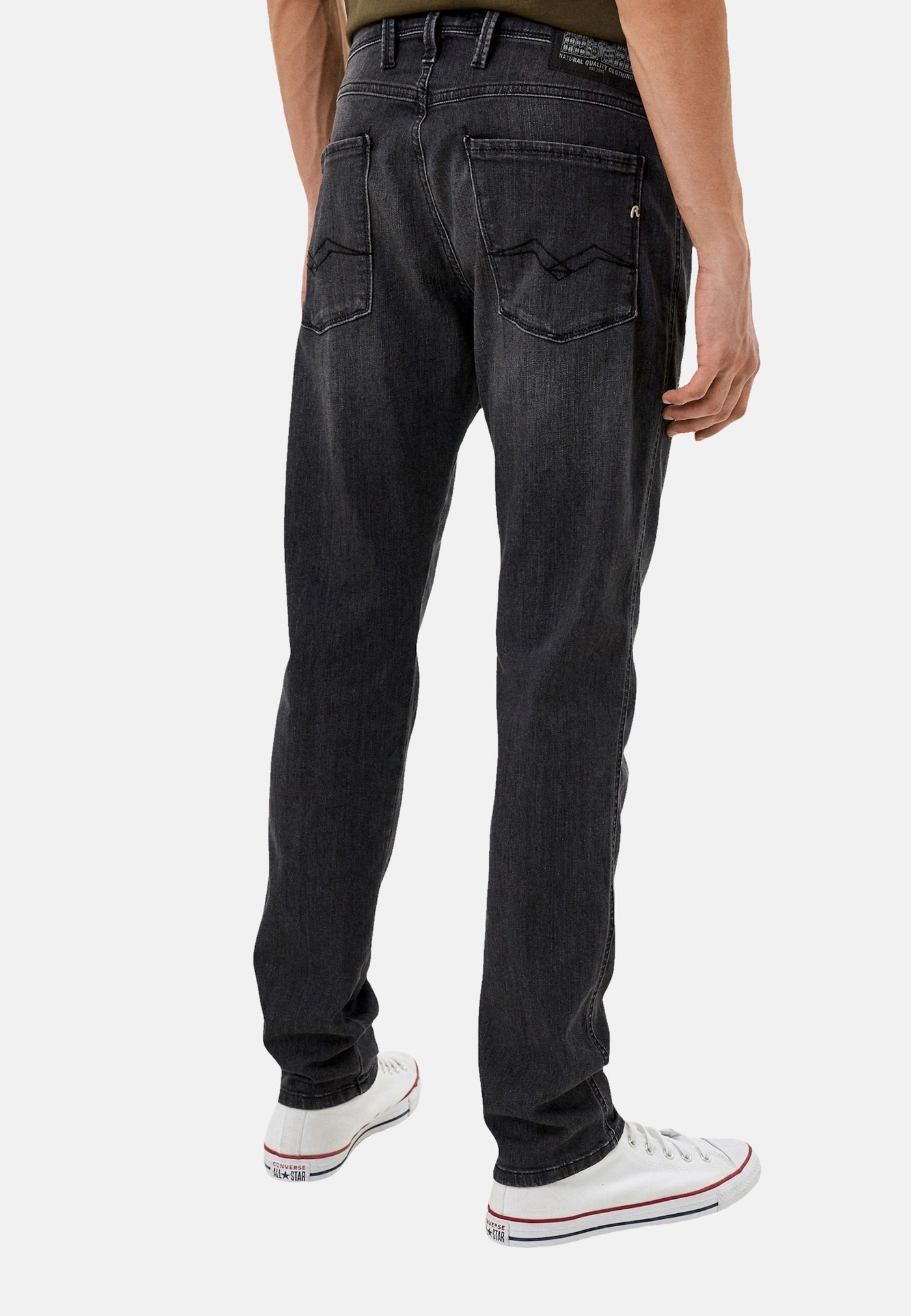 Replay Classic Slim Fit Jeans Anbass mit Stretch-Anteil und Label-Patch